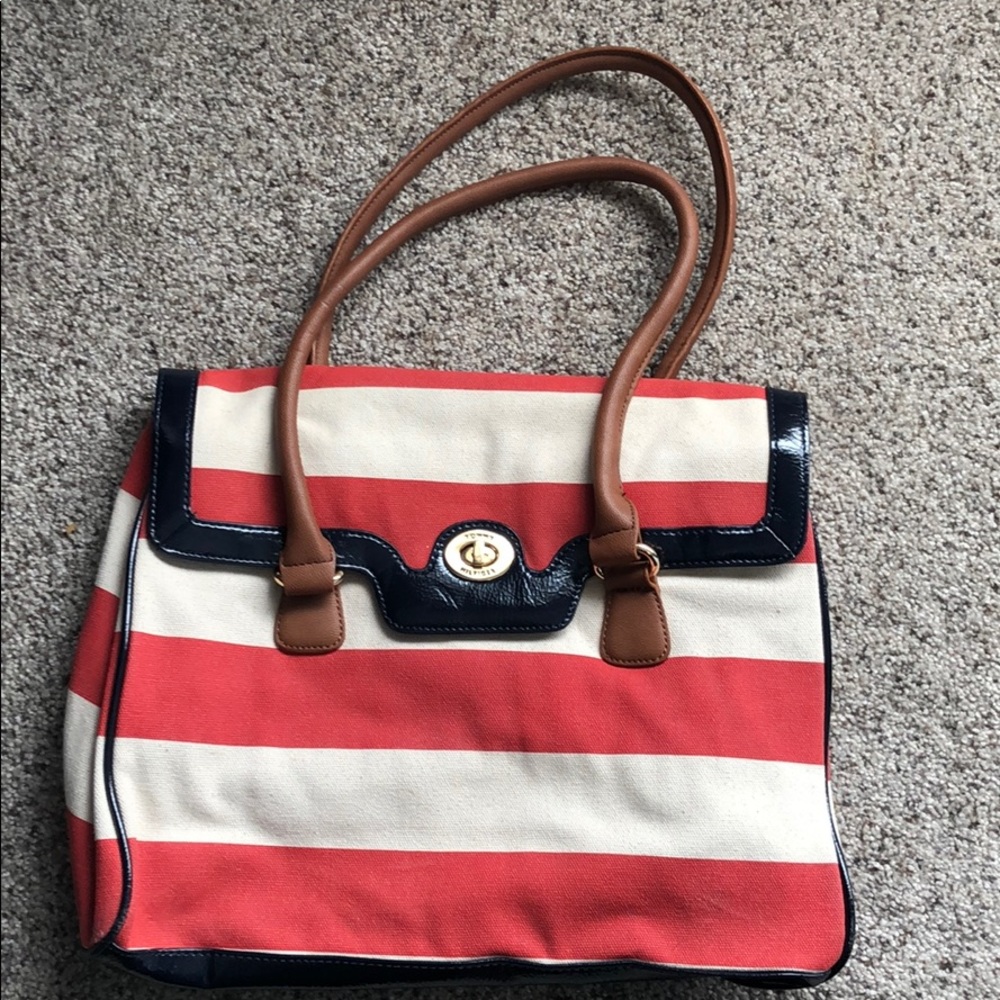 Tommy Hilfiger melon, navy and cream purse